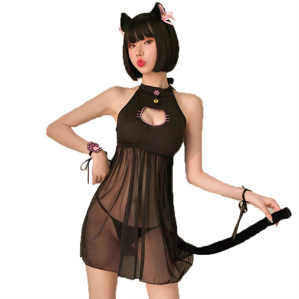 JasmyGirls Sexy Cat Cosplay Lingerie Dress Halloween Kawaii Anime Costume Cute Maid Outfit Japanese Lolita Underwear
