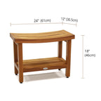 AquaTeak Patented 24" Sumba Teak Shower Bench with Shelf