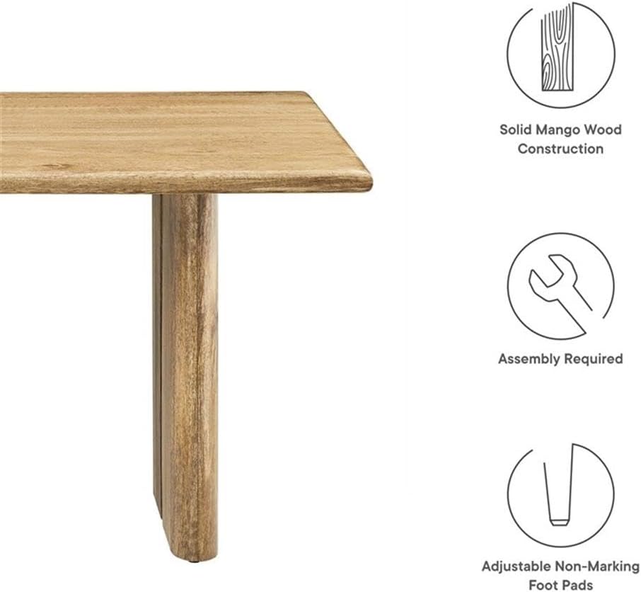 Modway Amistad 44" Rectangular Solid Wood Modern Farmhouse Coffee Table in Oak