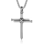 Nail Cross Necklace for Men Stainless Steel Chain 24inch 3 Nails Jesus Cross Pendant Christian Gifts for Dad 3 Colors