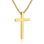 M MOOHAM Cross Necklace for Men, Silver Black Gold Stainless Steel Plain Cross Pendant Necklace for Men Box Chain 16-30 Inch