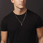 Joxevyia Cross Necklace for 14K Gold Filled Stainless Steel Small Cross Pendant with Cuban Chain Necklace Simple Faith Jewelry Christmas Gift for Men Women 16-24 Inches