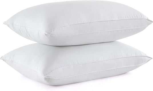 puredown® Goose Feathers and Down White Pillows with 100% Cotton Cover, Bed Sleeping Hotel Collection Pillows Set of 2, Standard Size