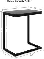 Sofa C Side End Table Wood Accent Couch Table Coffee Tray Snack Side Table Notebook Laptop Holder Over Bed Stand Reading Desk Black Color 22x14x27 Inch Space Saving for Living Room Bedroom