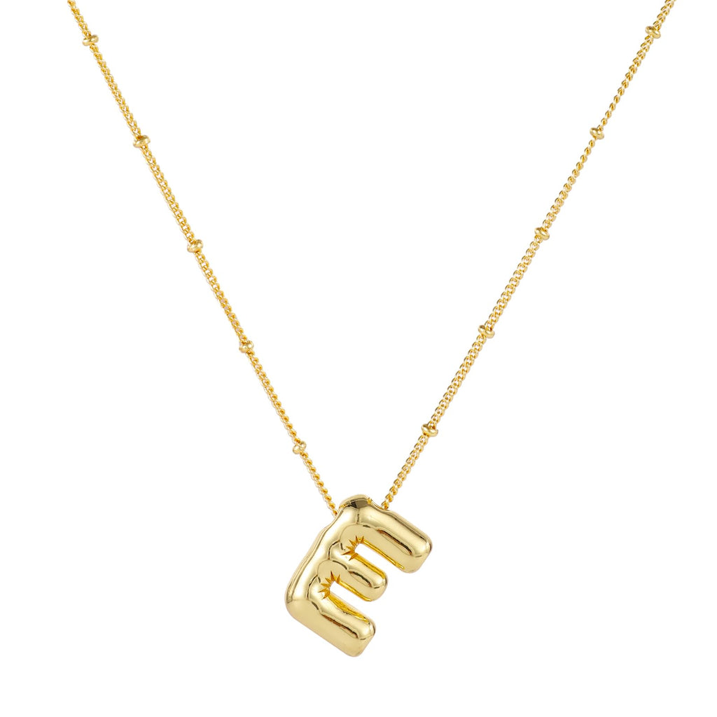 Bubble Letter Halskette, 14k vergoldete Ballon-Anfangsbuchstaben-Halskette Personalisierte Ballon-Alphabet-Anhänger Halsketten Schmuck Geschenk für Frauen Mädchen (E)