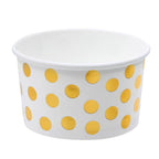 Juvale 100 Stück Papier-Eisbecher, 8 oz Einweg-Dessertschalen für Frozen Yogurt, Sundae-Bar, Party-Snacks und Leckereien, Goldfolie mit Polka-Dot-Design