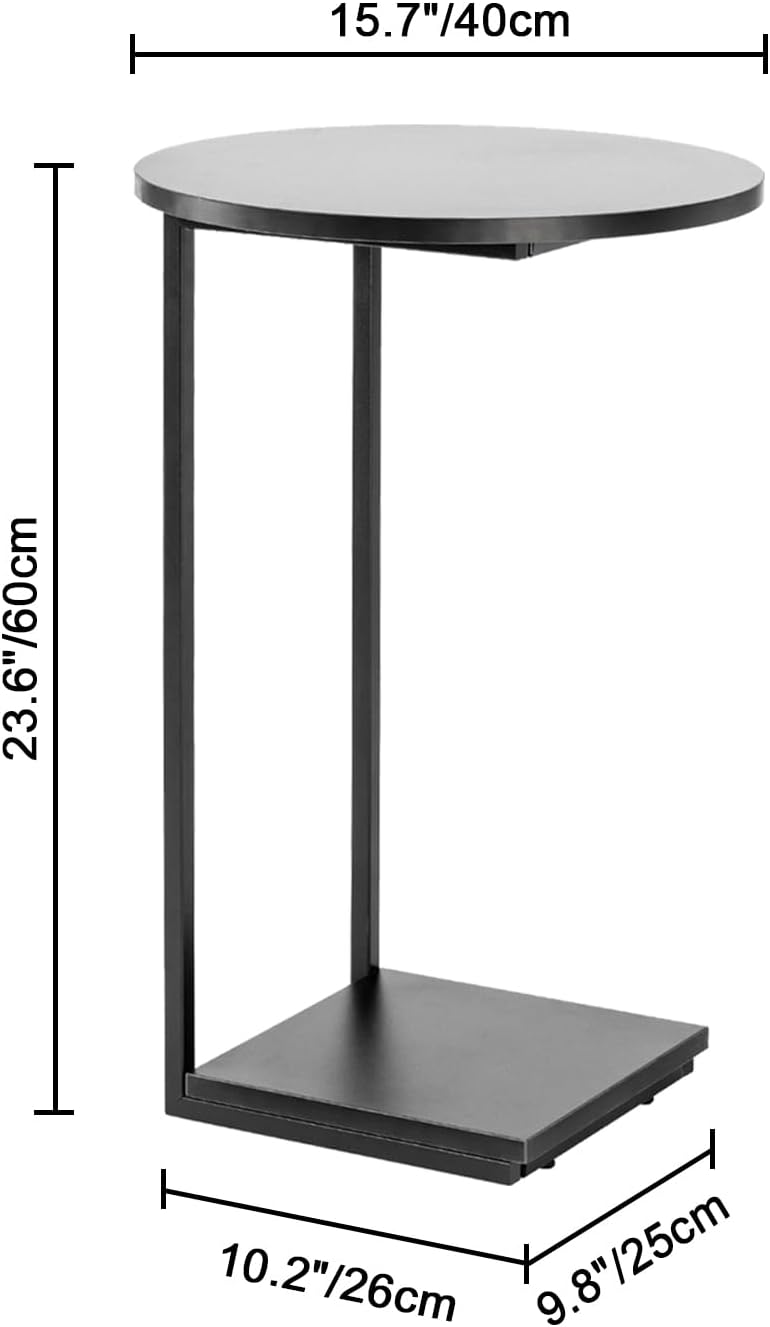 HDANI C End Table,Couch Table That Slide Under,Small Sofa Side Table in Living Room,Bedroom,Black