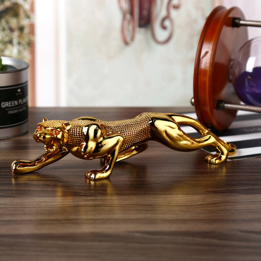 New Golden Leopard Statue, Resin Modern Sculpture Animal Home Decoration