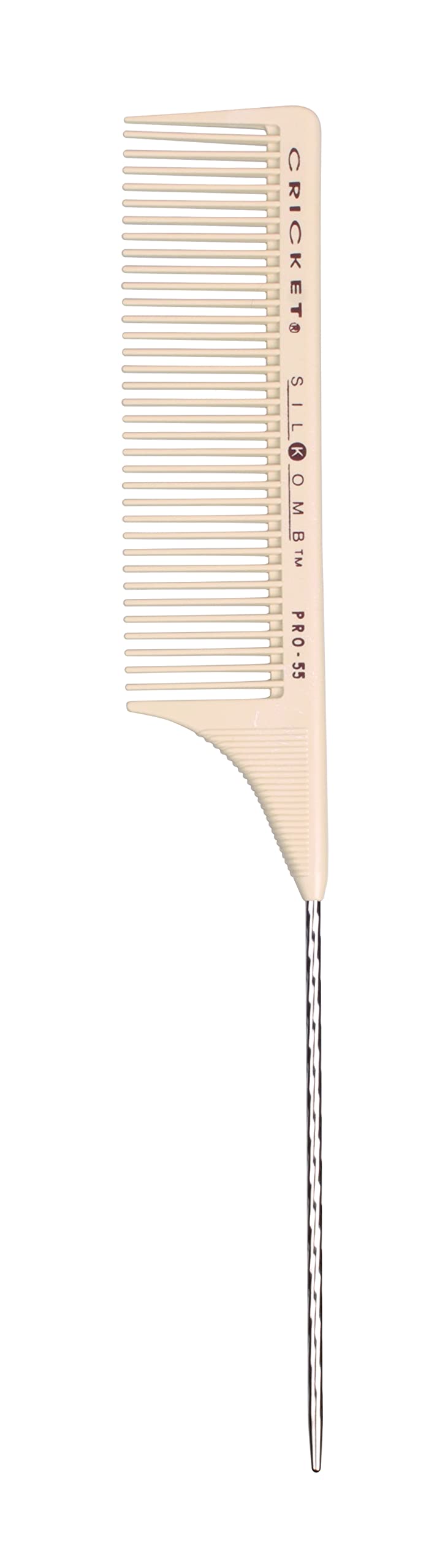 Cricket Silkomb Pro-55 Rattail Hair Cutting Comb - Silicone-Injected, Seamless Teeth with Dual Tooth Pattern for Precision Cutting, Styling, Ideal for All Hair Types
