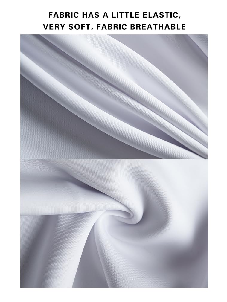 Memoriesea Women's Basic Bodycon Ruffle Flared Short Sleeve Pencil Midi Dress White