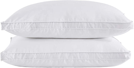 puredown® Goose Feathers and Down White Pillows with 100% Cotton Cover, Bed Sleeping Hotel Collection Pillows Set of 2, Standard Size