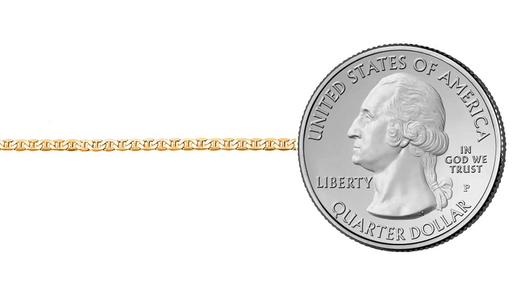 Savlano Corrente Colar Italiana Mariner Lisa em Ouro Maciço 10K com Elo de 1,5mm - Colar de 10 Quilates Acompanha Caixa de Presente para Mulheres e Homens - Feito na Itália (18)