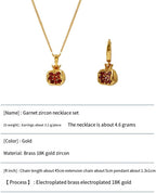 Pomegranate Earrings, Premium Cubic Zirconia Inlay Red Pomegranate Pendant, 18k Gold Plated Stainless Steel Hoop Earrings