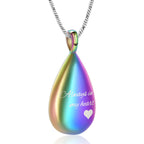 Yinplsmemory Carved Teardrop Keepsake Ashes Necklace Urn Pendant Cremation Memorial Jewelry-Always in my heart