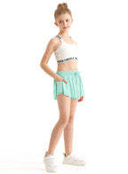 Girls Butterfly Shorts Flowy Shorts with Pocket Aqua Green Kids Butterfly Skirts with Spandex Liner 8-9 Years