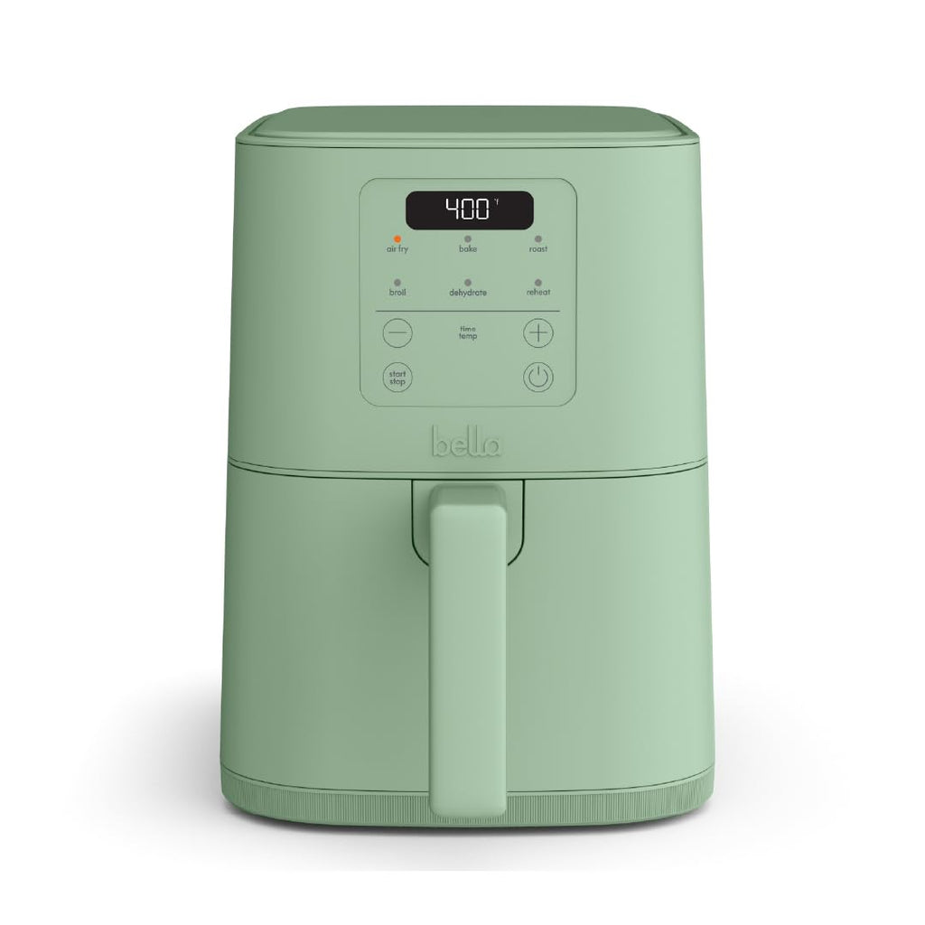 bella 4Qt Slim Air Fryer, Fits-anywhere™ Kitchenware, EverGood™ Ceramic Nonstick Coating, Adjustable Temperature, 6 Preset Cooking Options, 60 Min Auto Shutoff w Audible Tone, 3.3lb Capacity, Blossom
