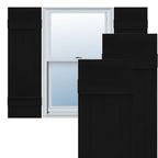 Ekena Millwork Lifetime Vinyl LJ4S14X04300BL Standard Four Board Joined, Board-n-Batten Vinyl Shutters, w/Installation Shutter-Lok's & Matching Screws (Per Pair), 14"W x 43"H, Black
