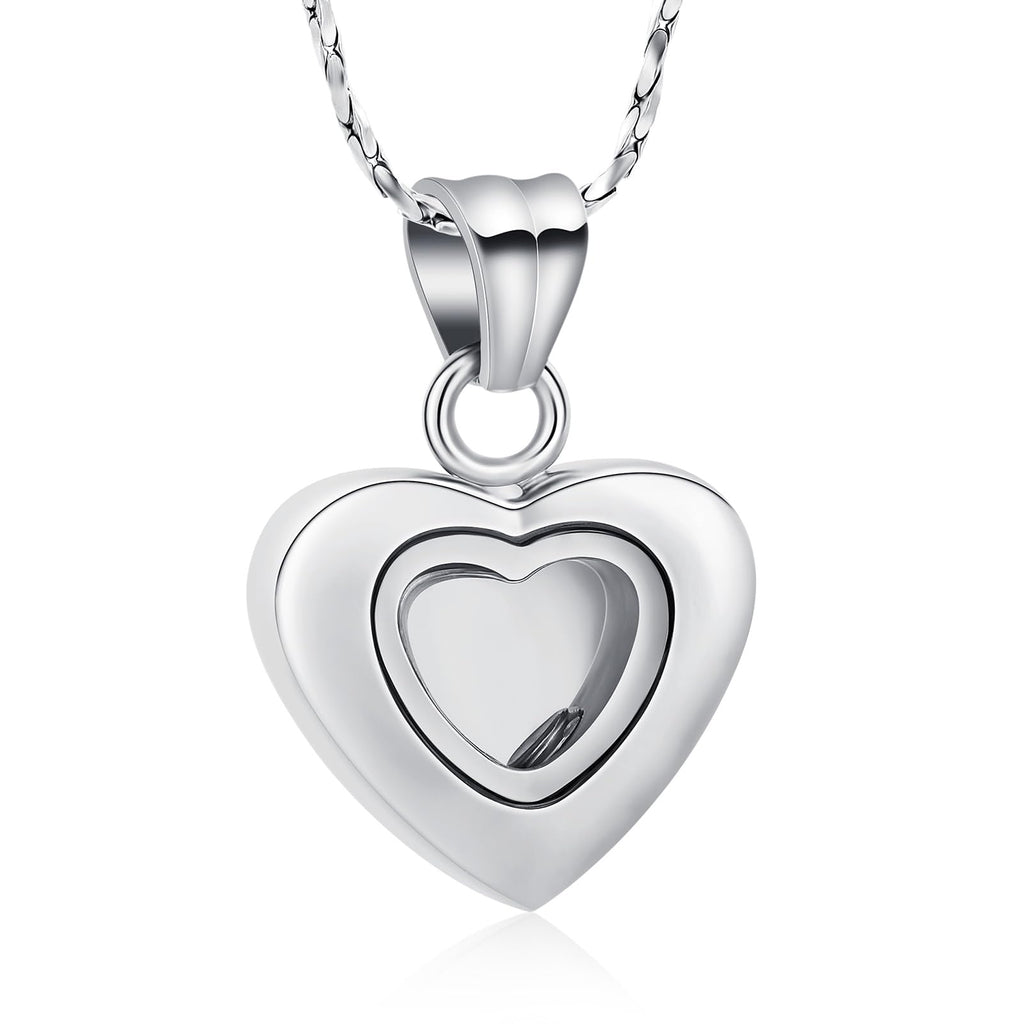 Imrsanl Small Heart Cremation Urn Necklace for Ashes Stainless Steel Memorial Ash Pendant Keepsake Jewelry