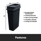 3-Stream (69 Gallon) Slim Rectangular Recycle Station with Lid (Drop Shot, Bottle), Mixed Recycling Station Kit, Commercial Trash Cans, Garbage Cans with Lid