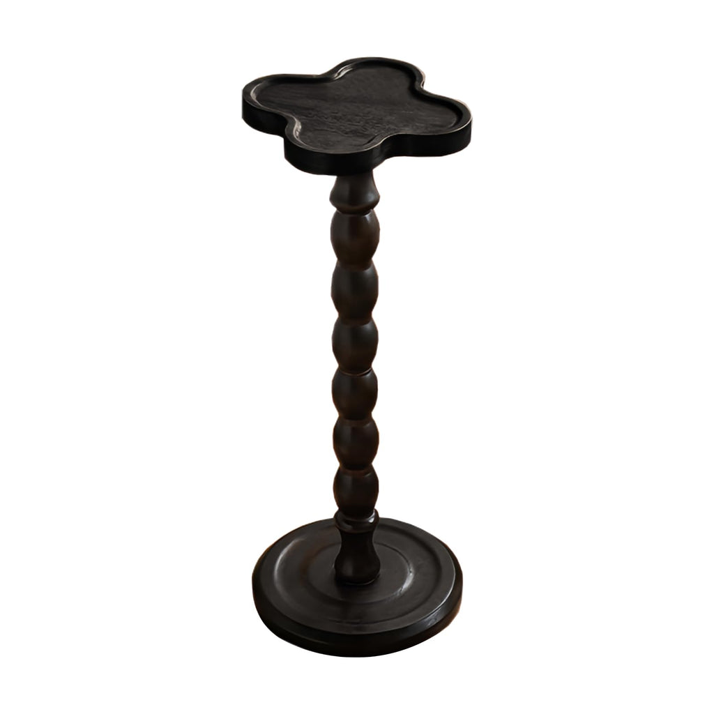 Wood Round Side Table, Small End Table, Plant Stand, Coffee ＆ Drink Table for Living Room,Patio, Bedside, Balcony, Indoor/Outdoor Use (Black)