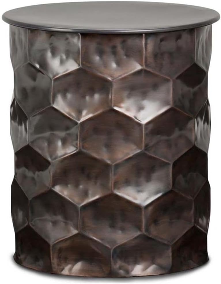 SIMPLIHOME Whitney Industrial 17 inch Wide Metal Storage Accent Side Table in Antique Bronze, Fully Assembled for the Living Room and Bedroom