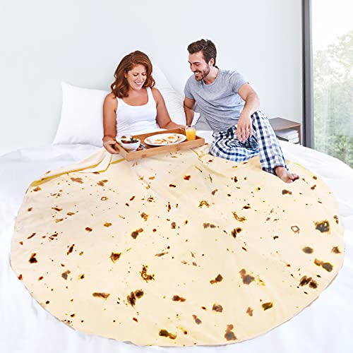 63 inch Giant Tortilla Blanket Double Sided, Tortilla Blanket Adult Size Funny Blankets Food Blankets for Adult Kids, Tortilla Blanket Realistic Food Throw Blanket Kids Throw Blanket