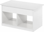 Furinno Jensen Living Room Lift Top Coffee Table with Hidden Compartment, Solid White