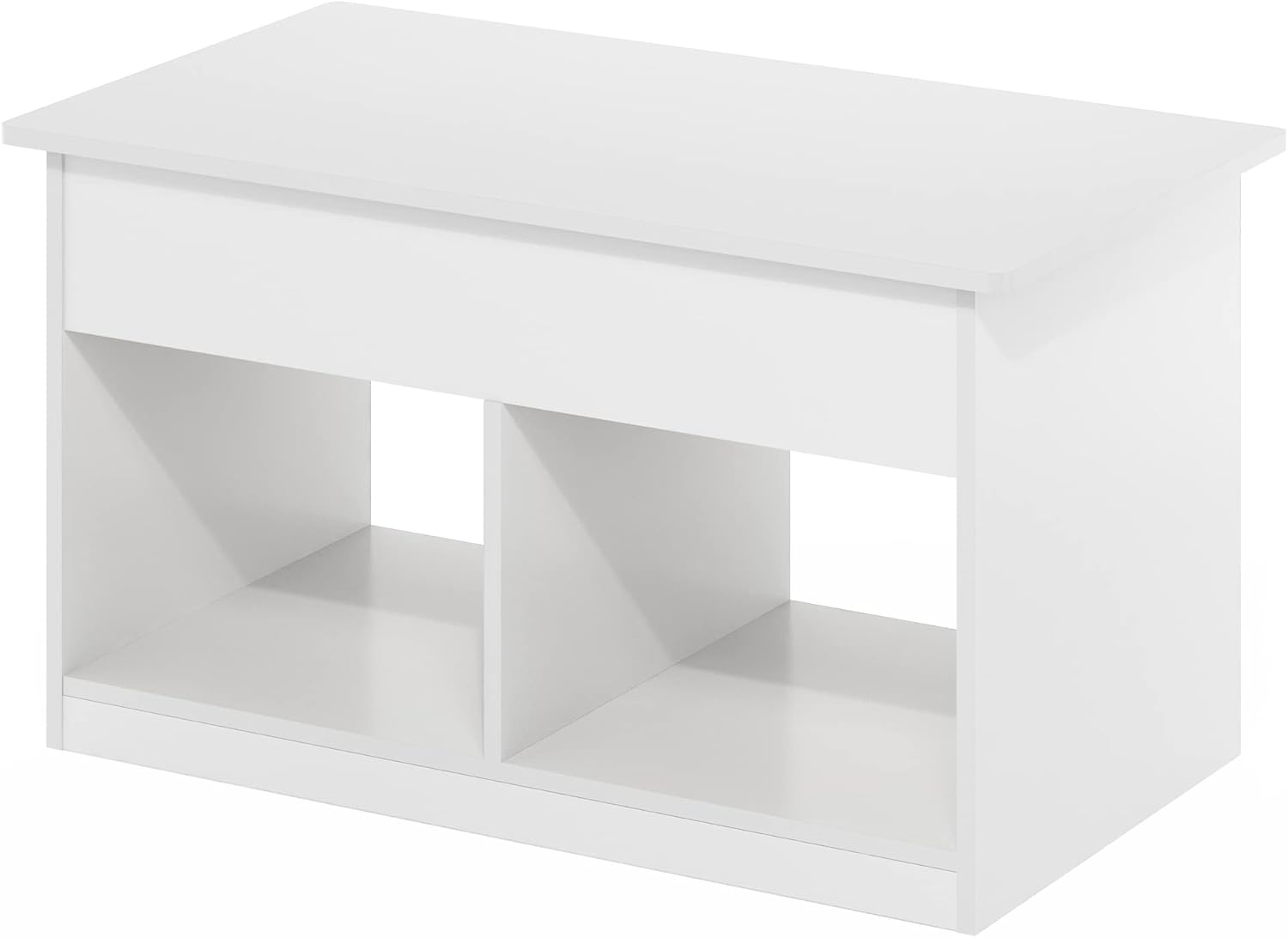 Furinno Jensen Living Room Lift Top Coffee Table with Hidden Compartment, Solid White