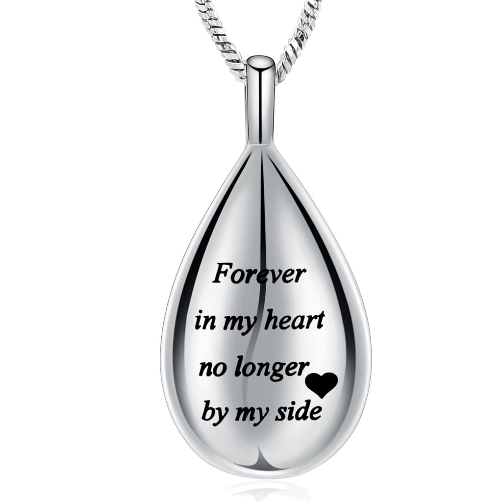 Yinplsmemory Carved Teardrop Keepsake Ashes Necklace Urn Pendant Cremation Memorial Jewelry-Always in my heart