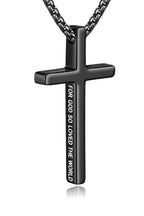 Fiusem Cross Necklace for Men, Inspirational Bible Verse Cross Chain for Men, Stainless Steel Box Necklace