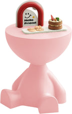 Mini Side Table, Circle Coffee Table, Nightstand, Mini End Tables Accent Living Room Bedroom Balcony Office, Bedside Home Decor for Living Room, Bedroom, Small Spaces, Easy Assembly (Pink)