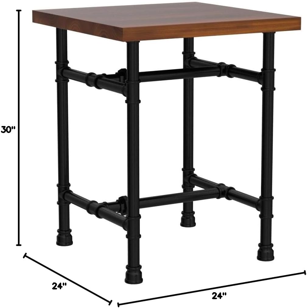 HANS CAO 24 Inch Industrial Rustic Iron Pipe Entry Table, End Table, Coffee Table, Side Table, Metal Legs, Bar Table/Home Set/Living Room Set/Dining Room