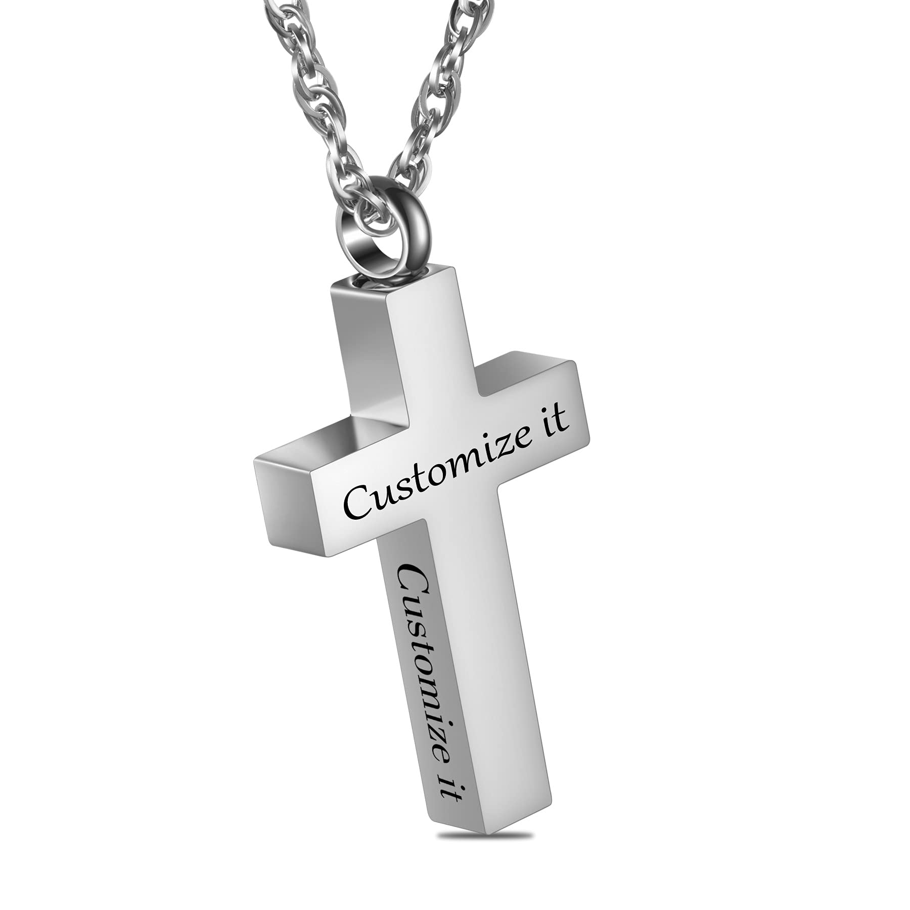 Cremation Cross Necklace for Ashes Cross Urns Locket Pendant Ashes Holder Stainless Steel Memorial Jewelry-With Me Always