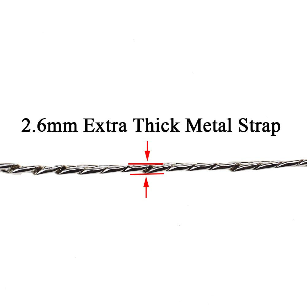 HAHIYO Mini Pochette Purse Chain Strap Slim Wide 7mm for LV Length 7.9 Inches Extra Thick 2.6mm Shiny Silver for Handbag Wallet Clutch Comfortable Flat Metal Strap 1 Pack