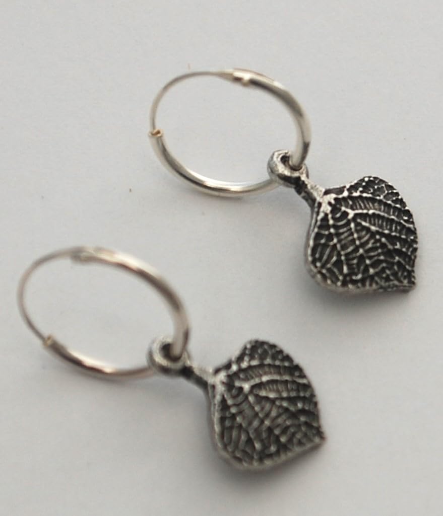 Aspen Leaves Hoop Earrings - silver