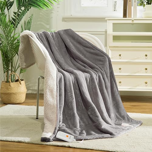 Opvarmet tæppe 50" x 60" - Opvarmet tæppe med 5 varmeniveauer og 3 timers automatisk slukning, maskinvaskbar, ETL &amp; FCC-certificering, overvarmebeskyttelse (Racoon) 