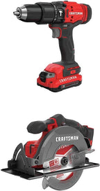 CRAFTSMAN V20 Cordless Hammer Drill Kit with 6-1/2-Inch Cordless Circular Saw (CMCD711C2 & CMCS500B)