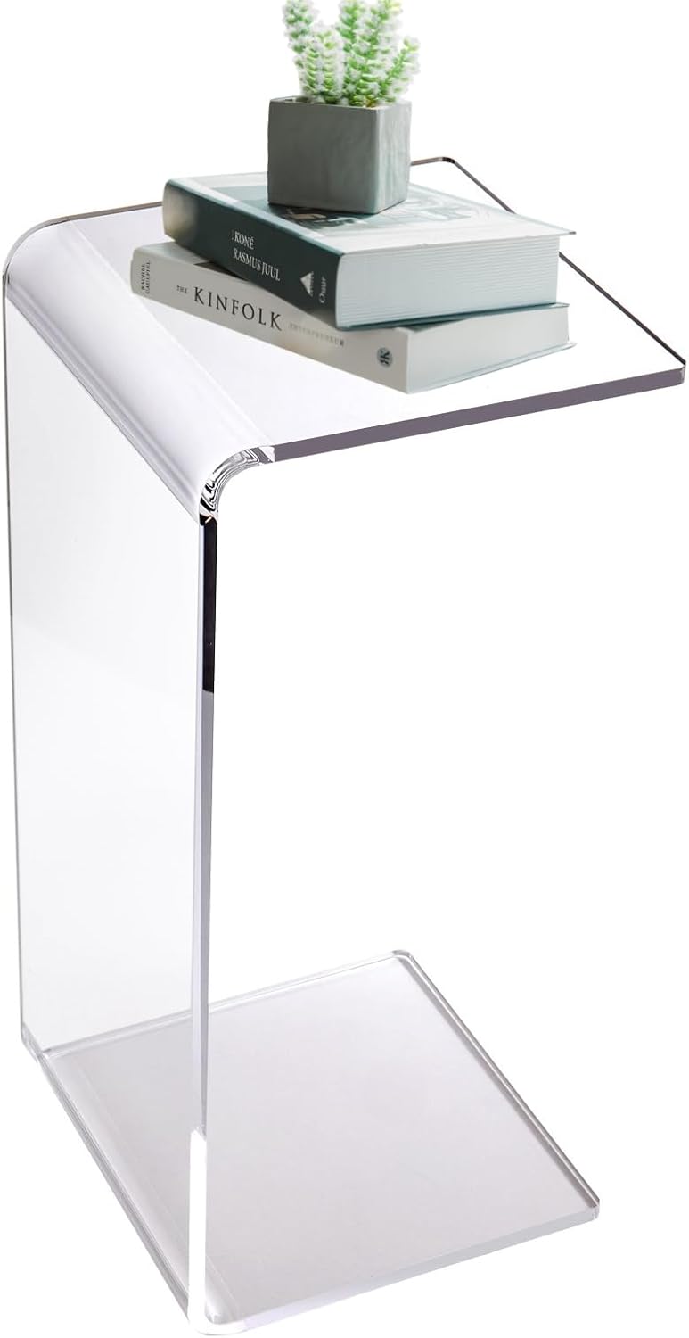 Acrylic Coffee Table for Living Room, 21in Modern Clear Coffee Table, Long End C Table for Bedroom, Dining Room, Kitchen Island, Hallway, Restaurant, Office (21.6 x 11.8 x 11.8 Inch)