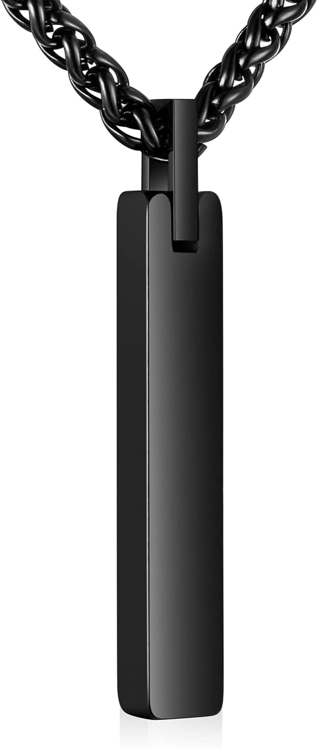 Dletay Urn Necklace for Ashes Stainless Steel Cremation Jewelry for Ashes Memorial Ash Necklace for Men Women Ash Holder Black