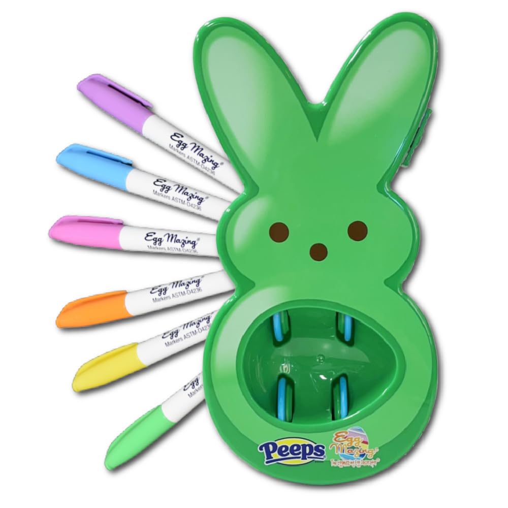 Eggmazing Egg Decorator - Peeps Bunny - Arts and Craft Set Includes 6 Colorful Quick Drying, Non-Toxic Markers (Blue), Ages 3 and Up