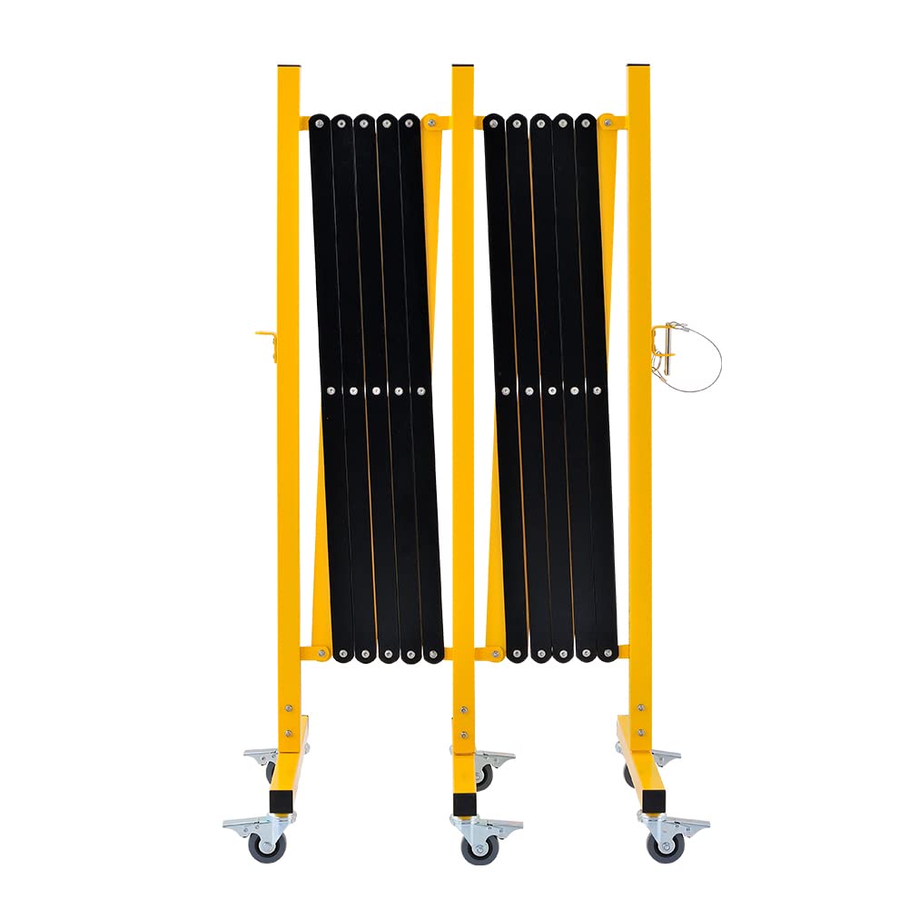 GYMTIME Industrial Expandable Metal Barricade, 16 Feet, Easily Assembled Safety Barrier with Casters, Flexible Mobile Gate, Adjustable Traffic Fence