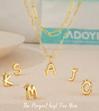 adoyi Goldkette für Frauen, geschichtete Blasenbuchstaben-Initialanhänger für Frauen, trendiger Schmuck, 14k 18K vergoldete Kette, klobige Namens-S-Halskette, gestapeltes Charm-Anhänger-Set, Schmuckgeschenke zum Muttertag