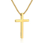 M MOOHAM Cross Necklace for Men, Silver Black Gold Stainless Steel Plain Cross Pendant Necklace for Men Box Chain 16-30 Inch