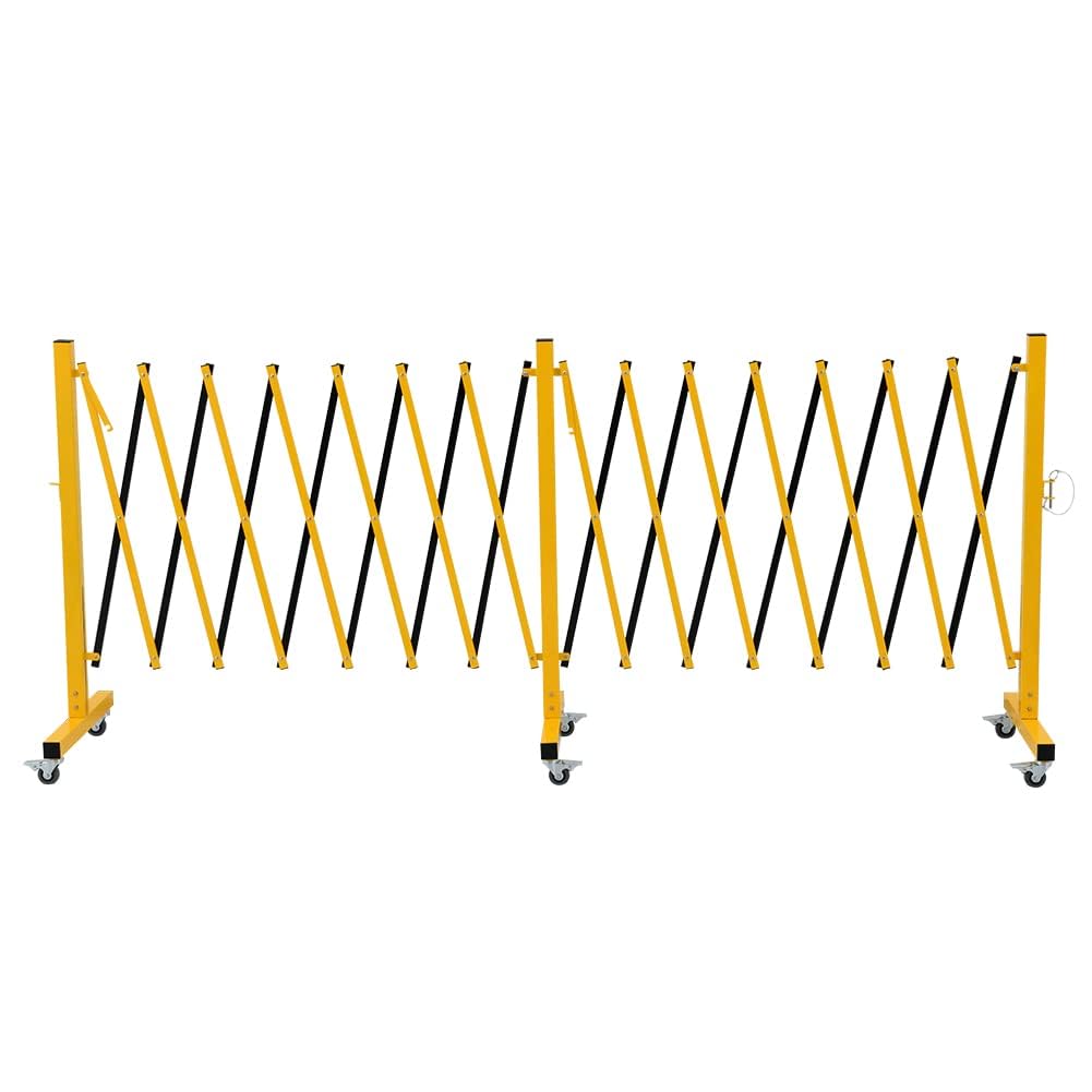 GYMTIME Industrial Expandable Metal Barricade, 16 Feet, Easily Assembled Safety Barrier with Casters, Flexible Mobile Gate, Adjustable Traffic Fence