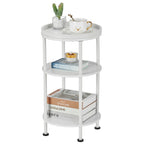 Small Round Side Table for Small Spaces, 3-Tier Round Accent Table Slim Side Table, Modern Sofa Corner Table for Living Room Nightstand Bedroom (Rustic Brown)