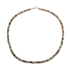 Handmade 4mm Petoskey Coral Bead Necklace Strand, Small Brown Stone Beaded Necklace