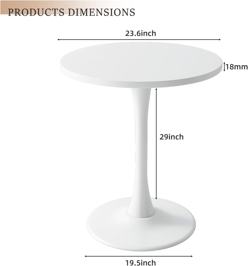 White Round Table Modern Tulip Dining Table White Round Kitchen Table Mid Century Coffee Table for Living Room, 24 inch