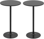 Giantex Two-in-one Bar Table with Detachable Pole, Metal Base, 24" Round Top, 40"/22" Two Convertible Height, Cocktail Table, Coffee Table, Pub Table for Dining Room, Restaurant, Kitchen (1, Black)