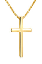 Fiusem Cross Necklace for Men, Silver/Gold/Black Mens Cross Necklaces with 2.5mm Cross Chain and Stainless Steel Cross Pendant, Box Chain 16-24 Inch