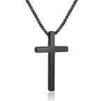 M MOOHAM Cross Necklace for Men, Silver Black Gold Stainless Steel Plain Cross Pendant Necklace for Men Box Chain 16-30 Inch